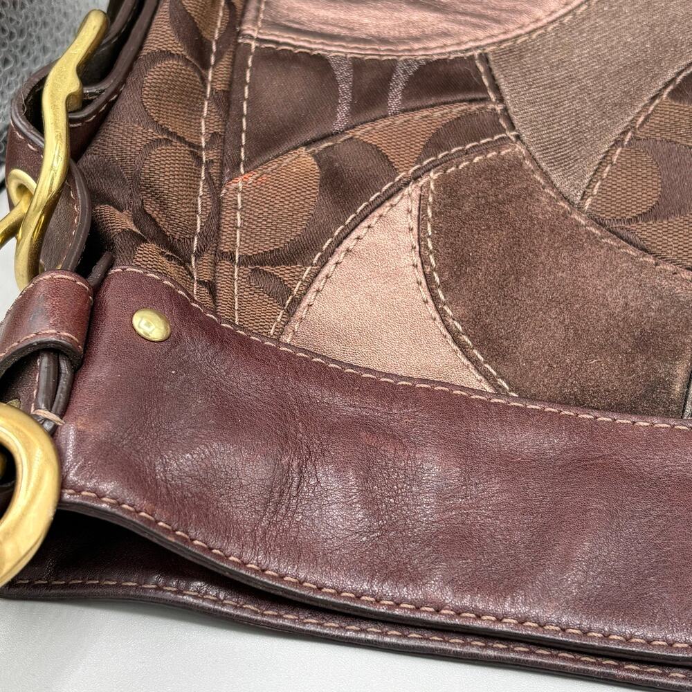 Coach Y2K Vintage Zoe Mosair Brown Patchwork Leather Suede Hobo Shoulder Bag - Picture 8 of 16
